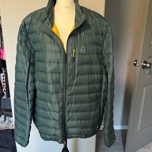 Gerry Weber Men's Dark Green Puffer Jacket with Yellow Accents